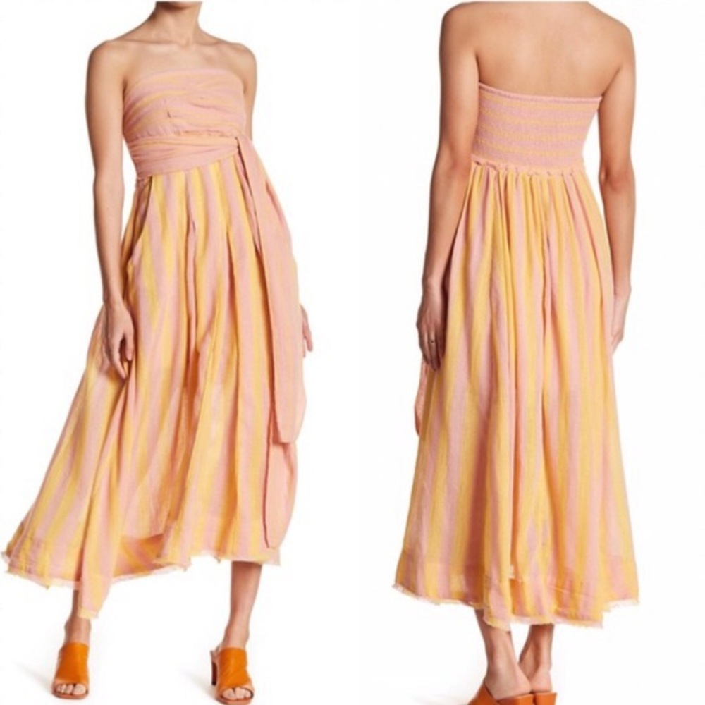 Free People pink and yellow maxi dress